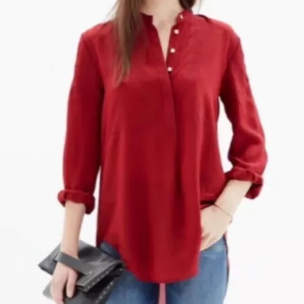 Madewell Ballad Silk Embroidered Long Sleeve Top